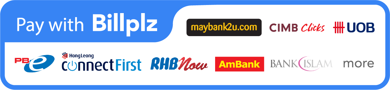 Bank yang disokong melalui Billplz: Maybank2u, CIMB Clicks, UOB, Public Bank, Hong Leong Connect, RHB Now, AmBank, Bank Islam dan lain-lain
